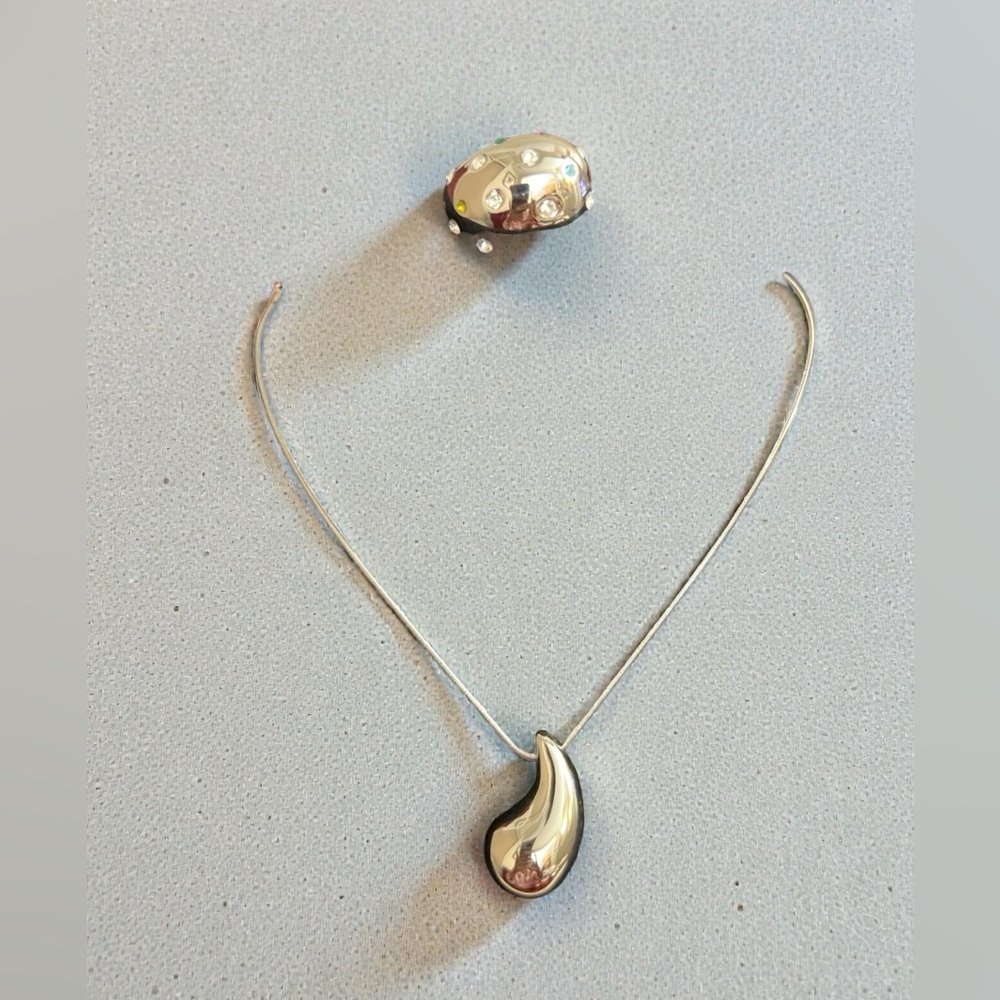 Sleek Silver Teardrop Set